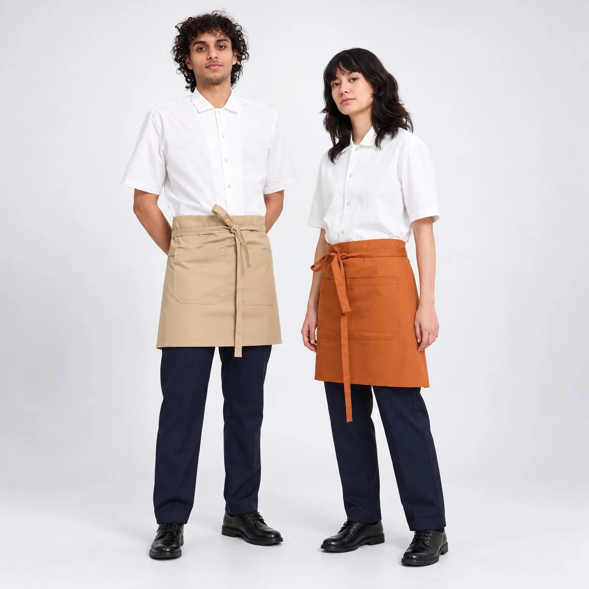 Hotel Uniform Set with Waist Apron and Shirt