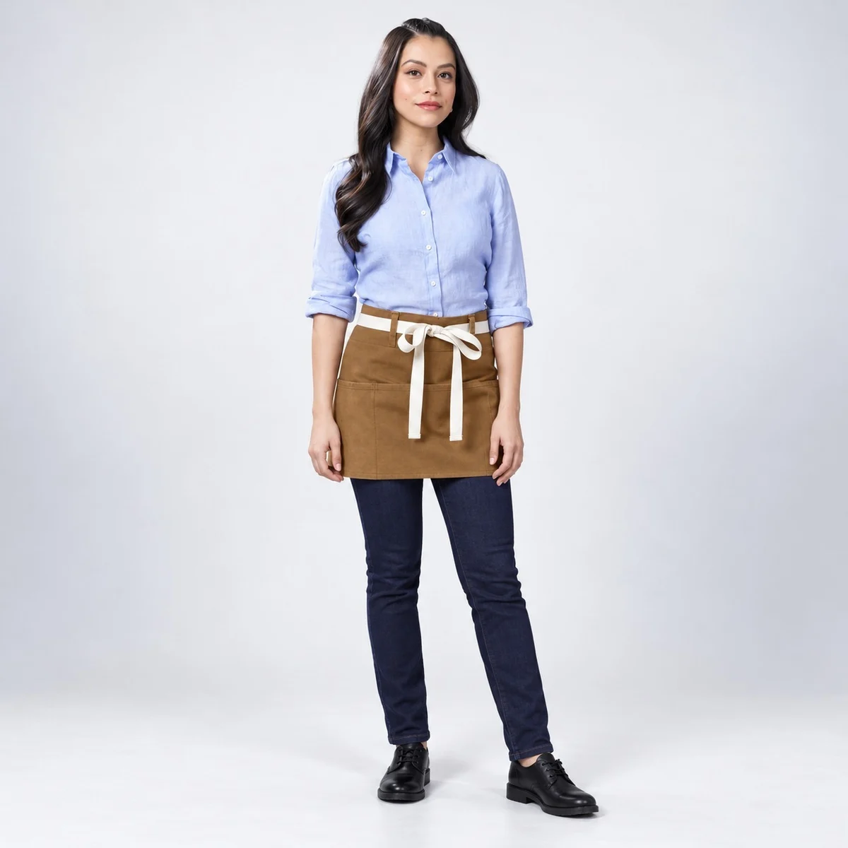 Womens Hotel Uniform Shirt and Waist Apron Set