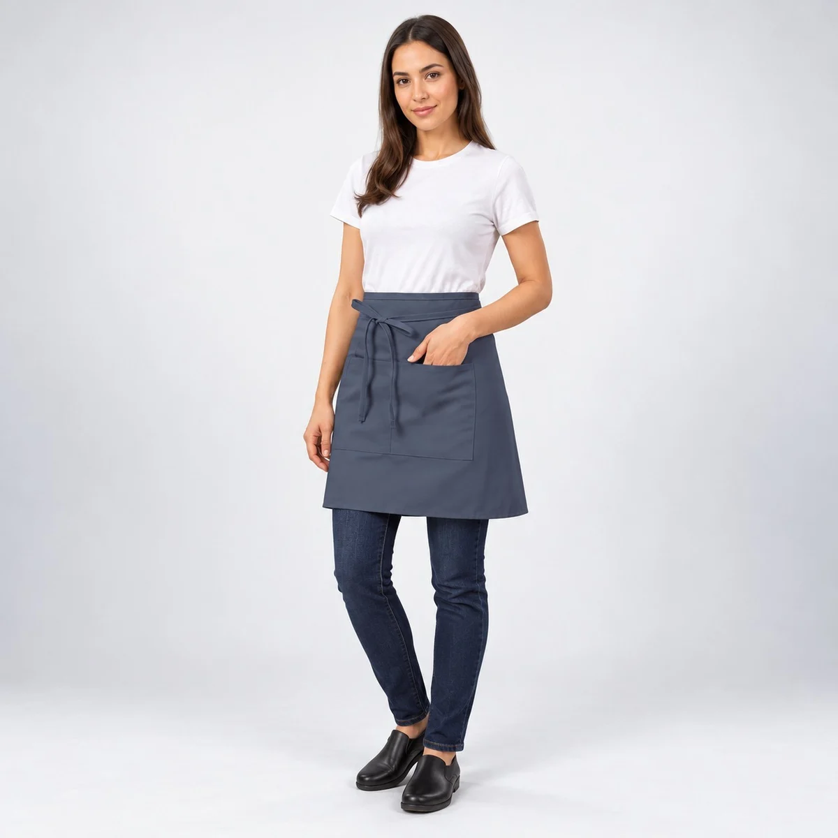 Slate Grey Poly-Cotton Unisex Waist Apron