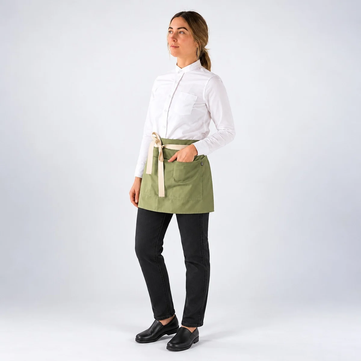 Sage Green Cotton Twill Waist Apron