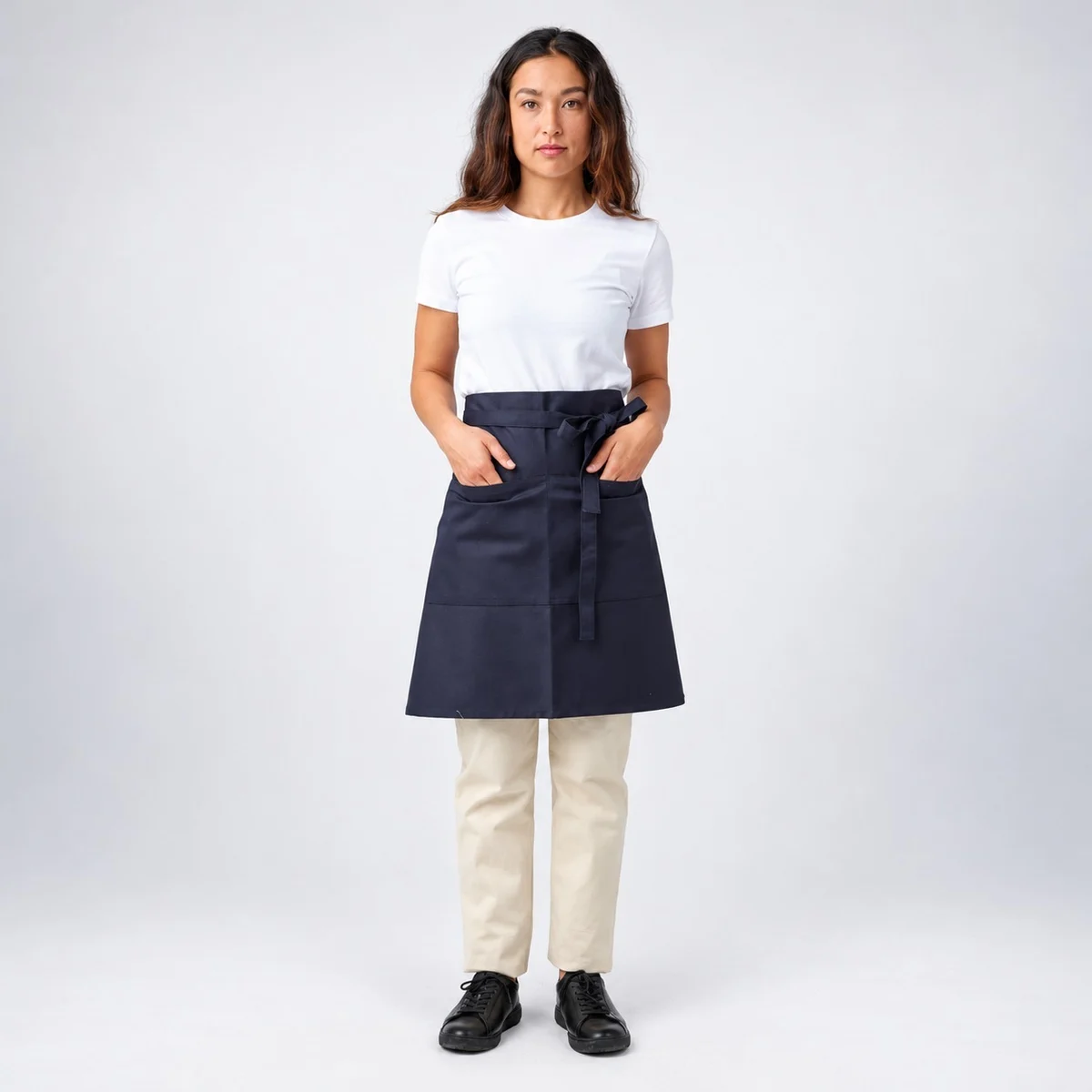 Navy Blue Cotton Twill Waist Apron