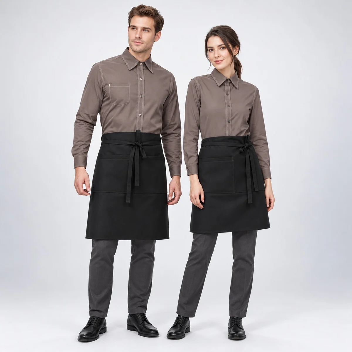 Grey and Black Waitstaff Uniform Set