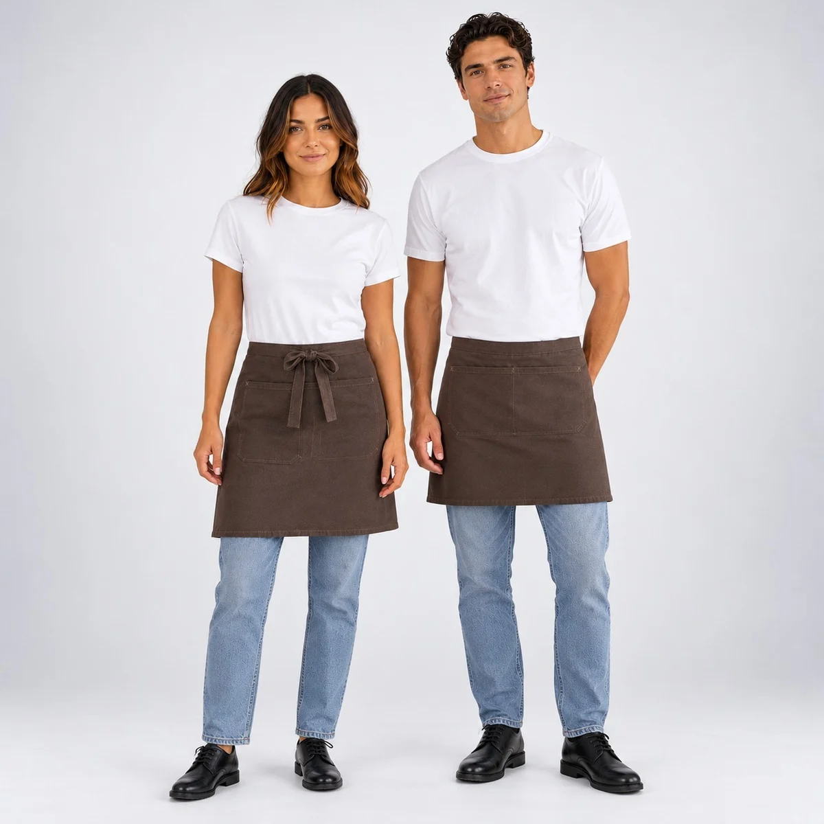 Brown Cotton Twill Waist Apron