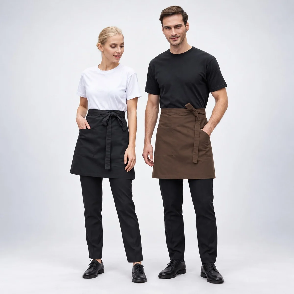 Black and Brown Hotel Waist Apron