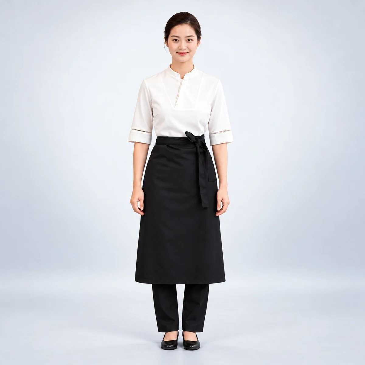 Womens Waitstaff Uniform Set White and Black