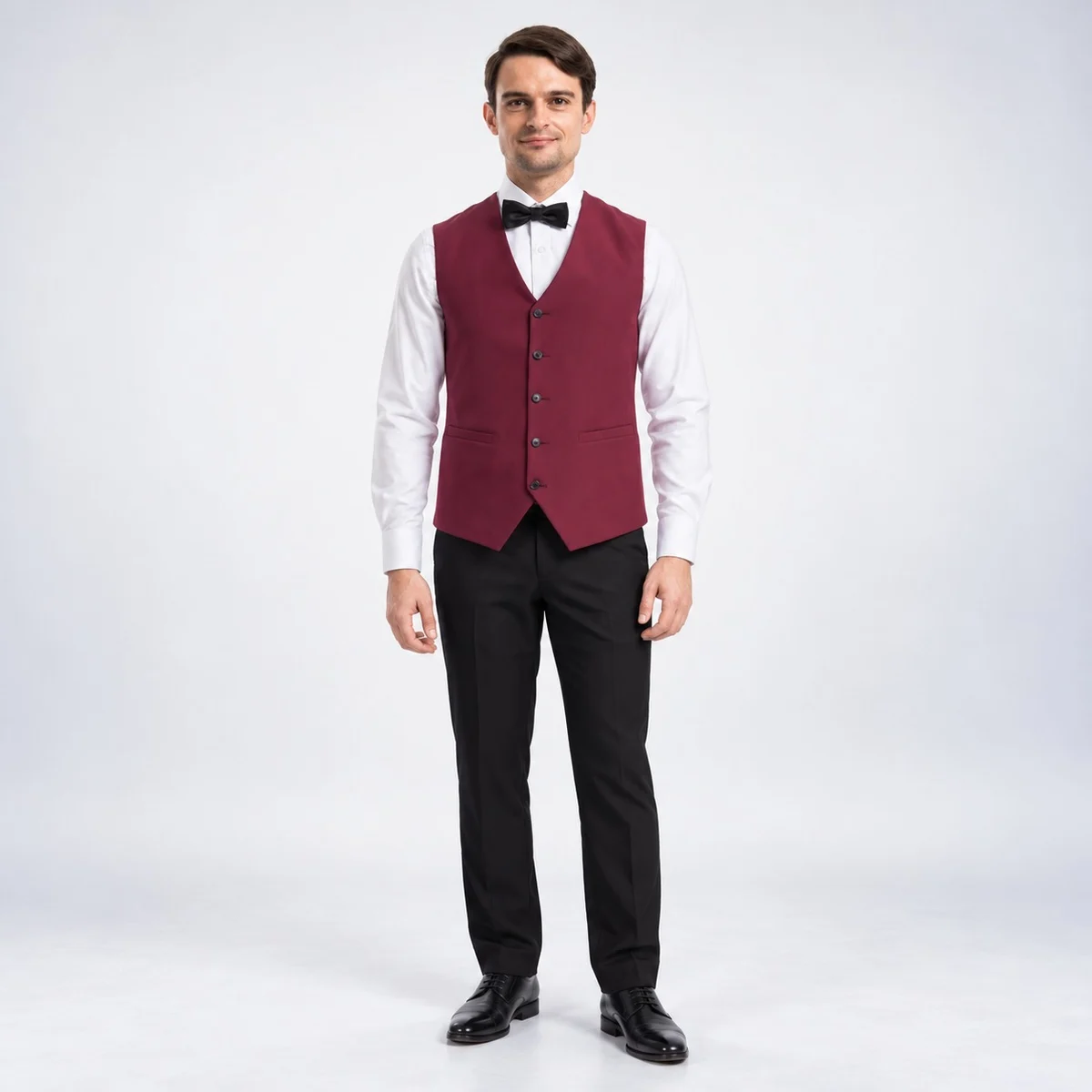 Men's Hospitality Uniform Set with Maroon Vest