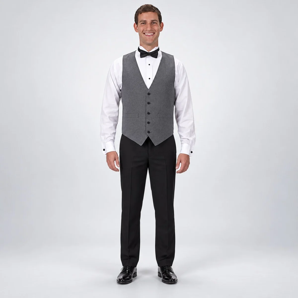 Mens Grey Waistcoat Hospitality Server Uniform Set