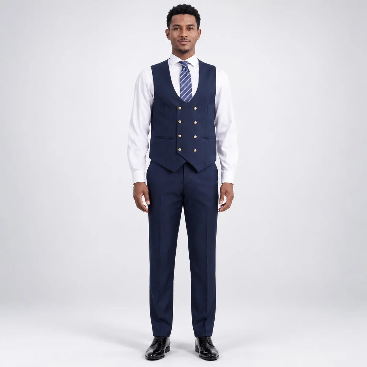 Mens Navy Blue Three-Piece Hotel Uniform Set