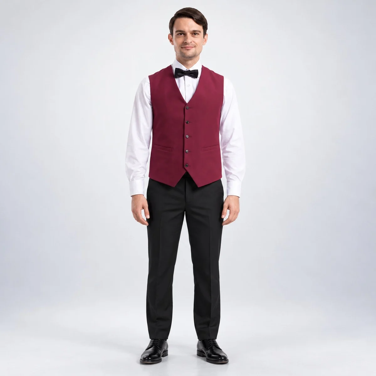 Mens Burgundy Waiter Waistcoat Set