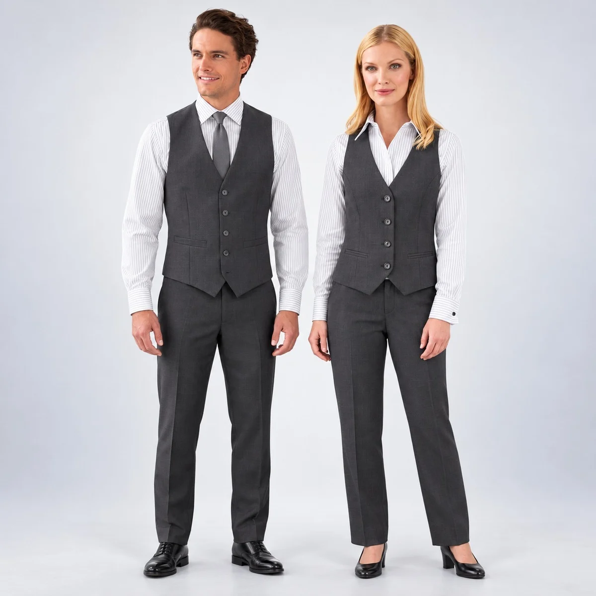 Charcoal Grey Hotel Waistcoat Suit Set