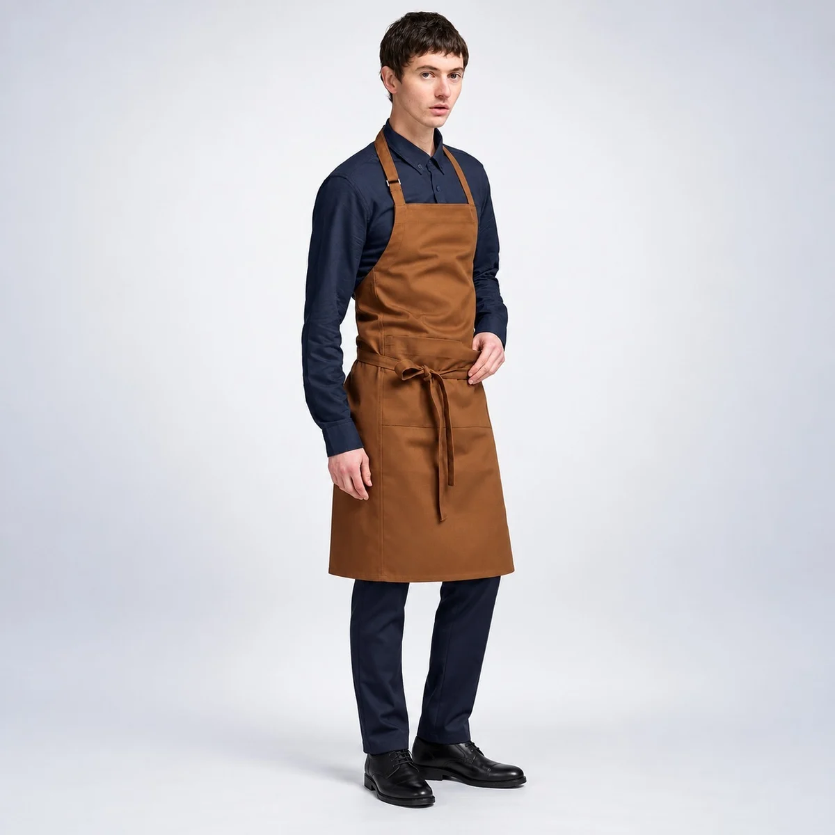 Brown Cotton Twill Bib Apron