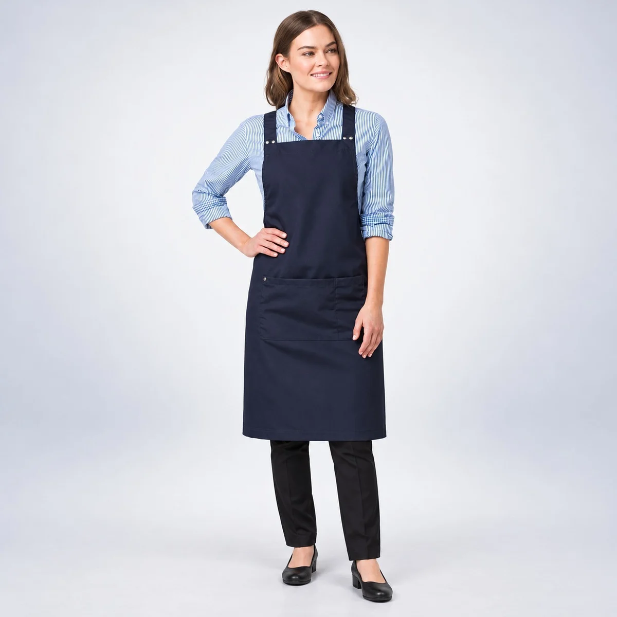 Navy Blue Poly-Cotton Bib Apron