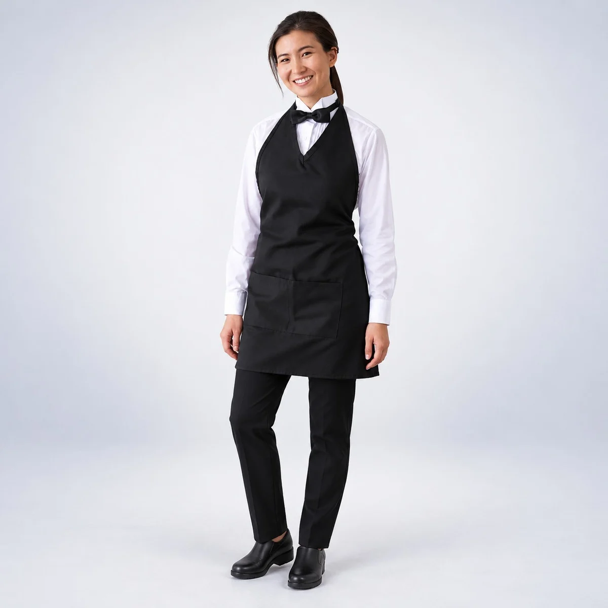 Black Poly-Cotton Women's Bib Apron
