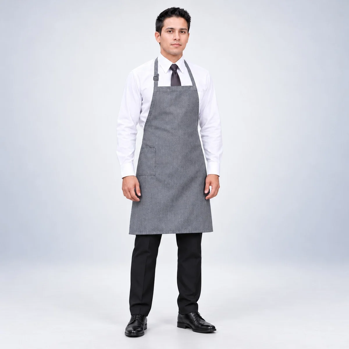 Grey Poly-Cotton Unisex Bib Apron