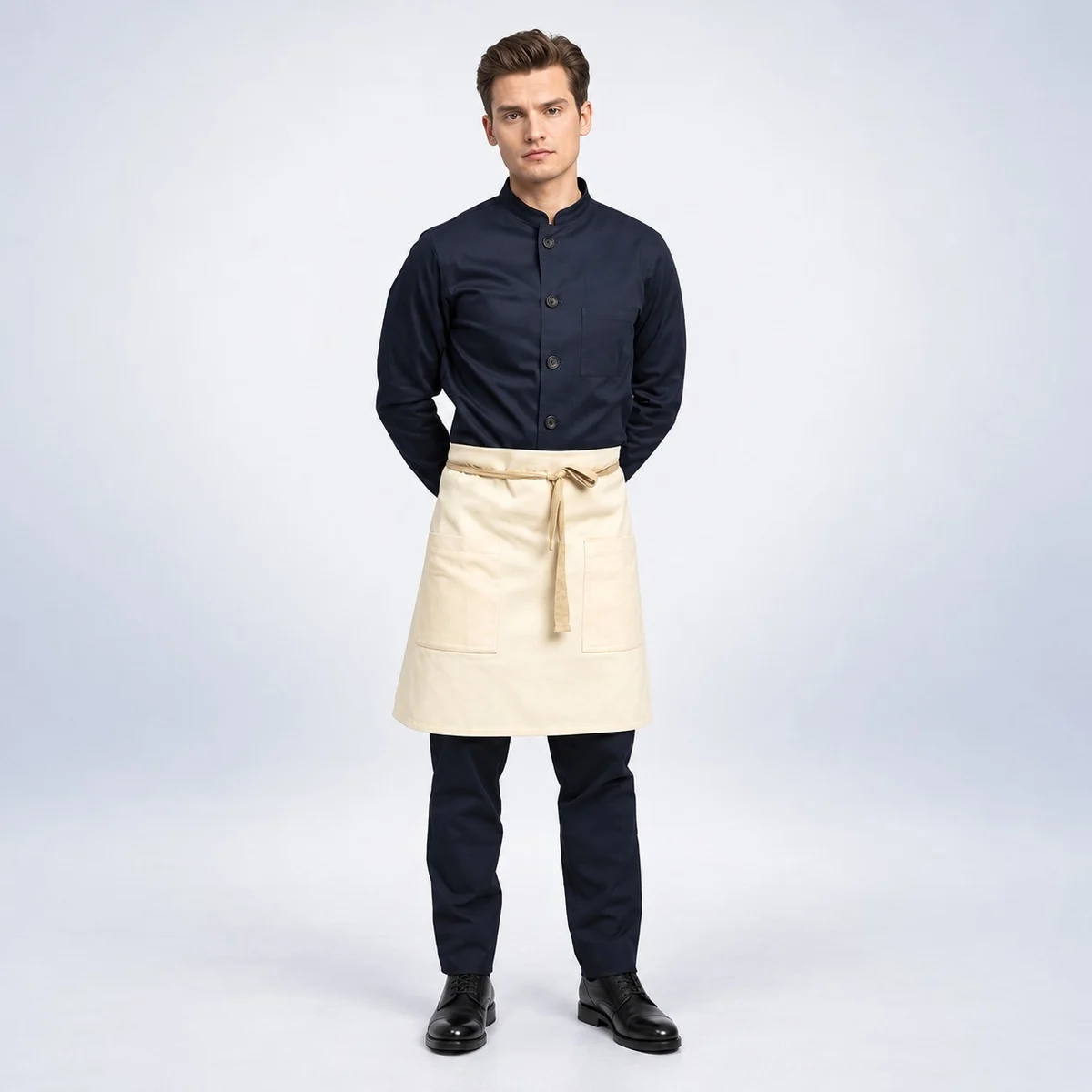 Navy Blue and Cream Cotton Twill Chef Uniform Set