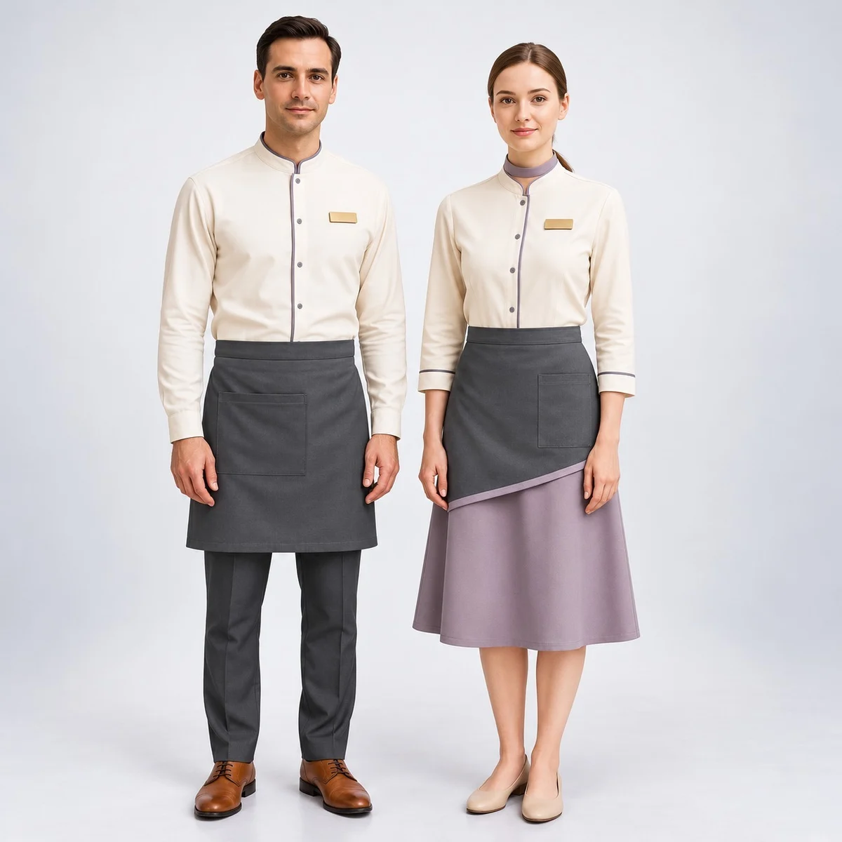 Beige and Grey Hospitality Uniform Set