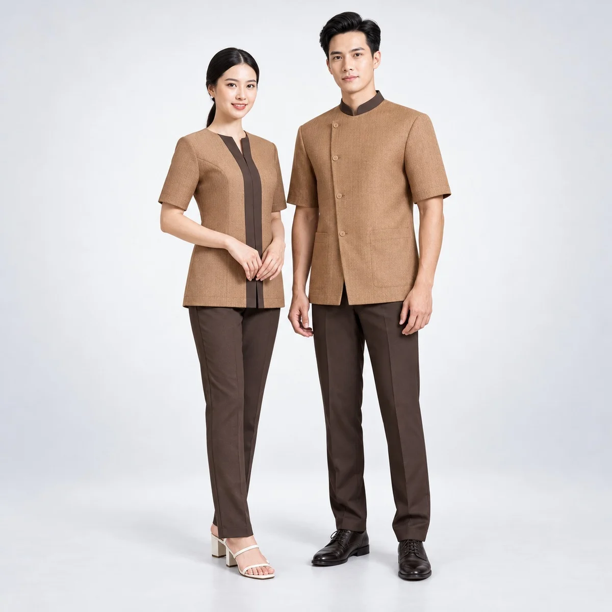Tan and Brown Hospitality Uniform Set