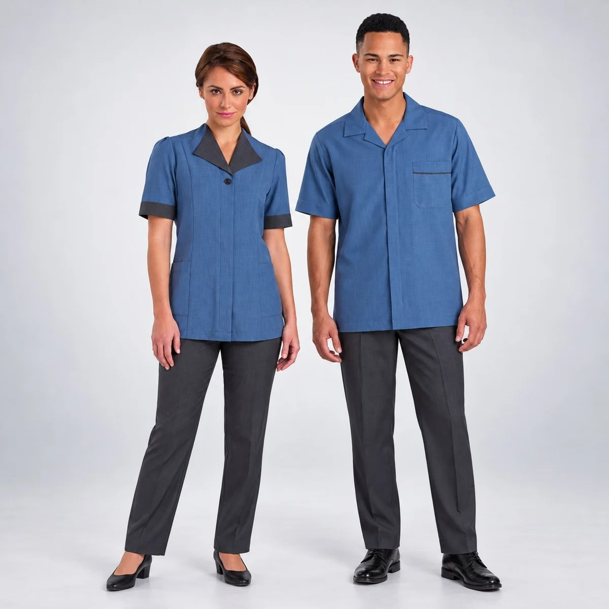 Blue and Grey Hospitality Uniform Set