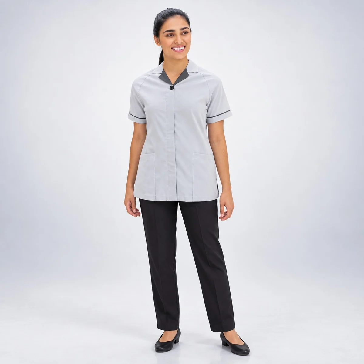 Womens Grey and Black Hospitality Uniform Set