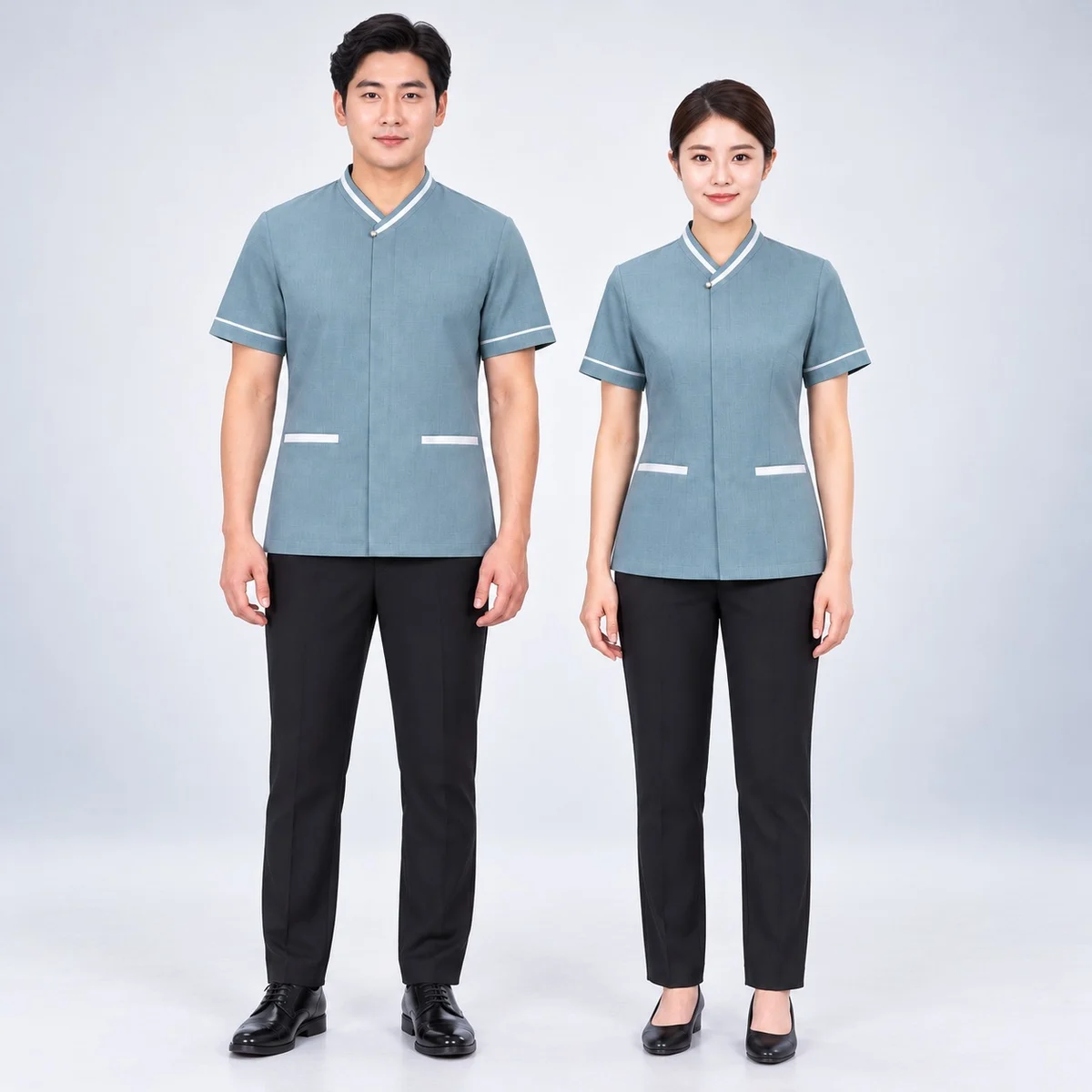 Blue-Grey and Black Hospital Uniform Set