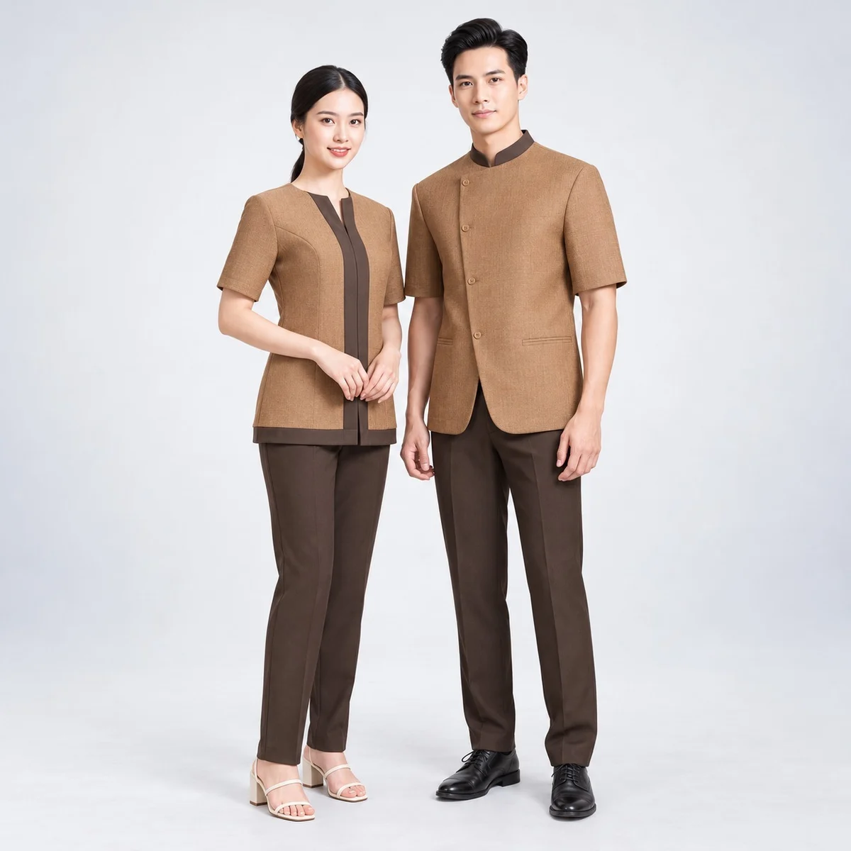 Brown and Tan Hospitality Uniform Set