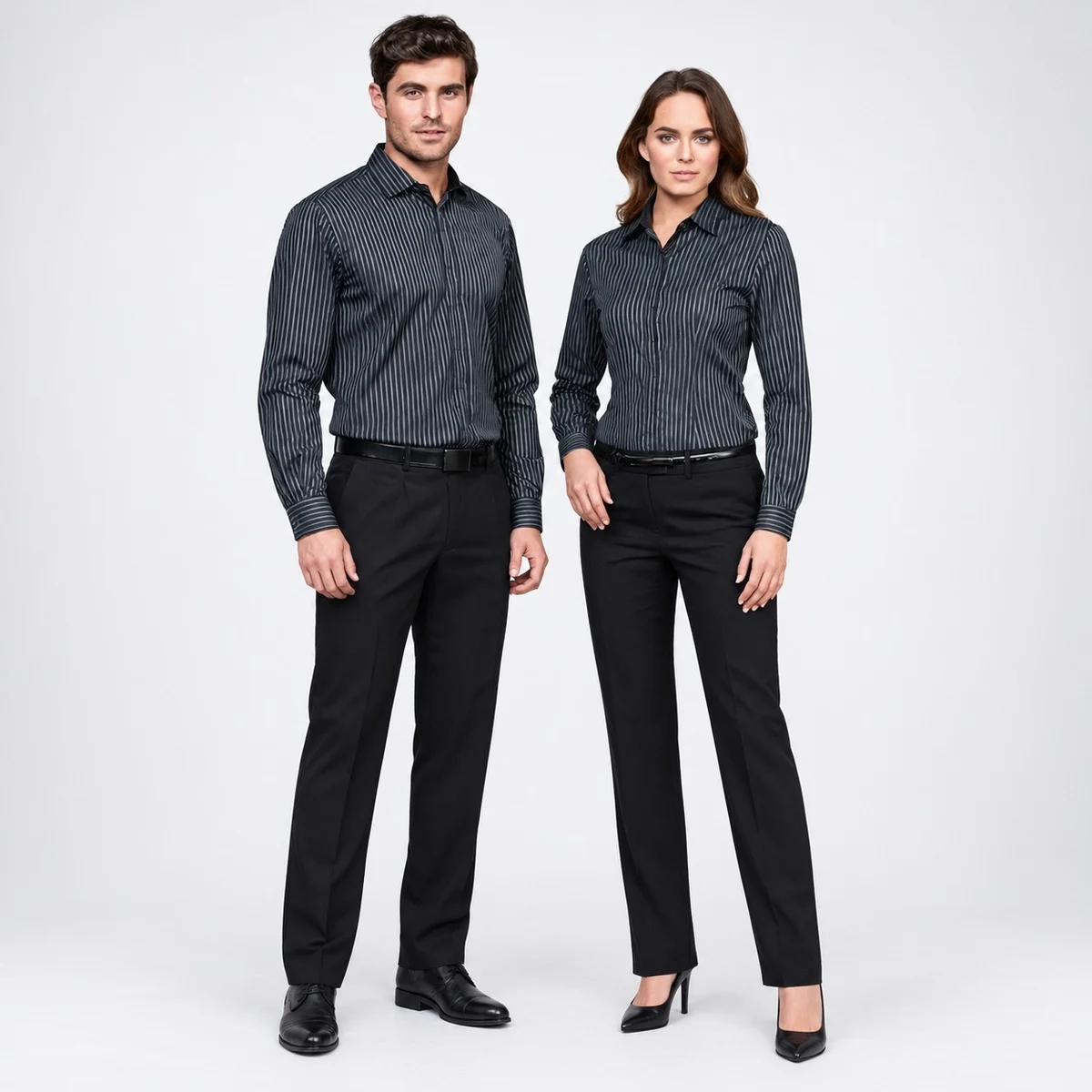 Corporate Striped Shirt and Trouser Uniform Set