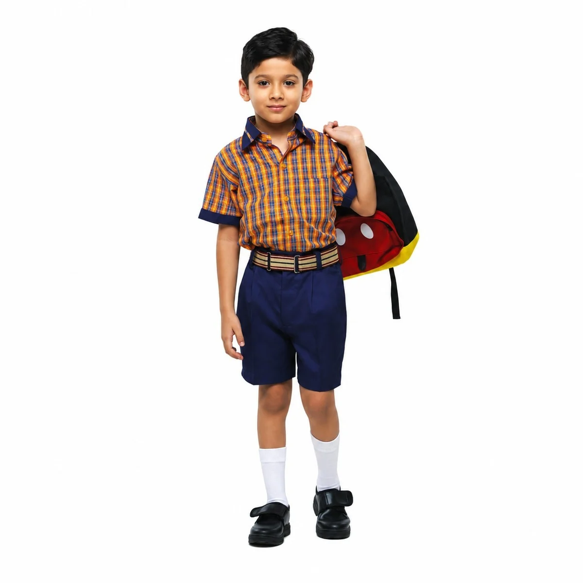 Orange and Blue Plaid School Uniform Set