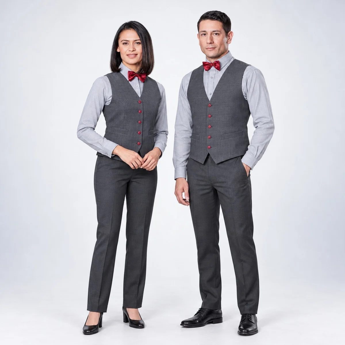 Grey and Red Hotel Uniform Set