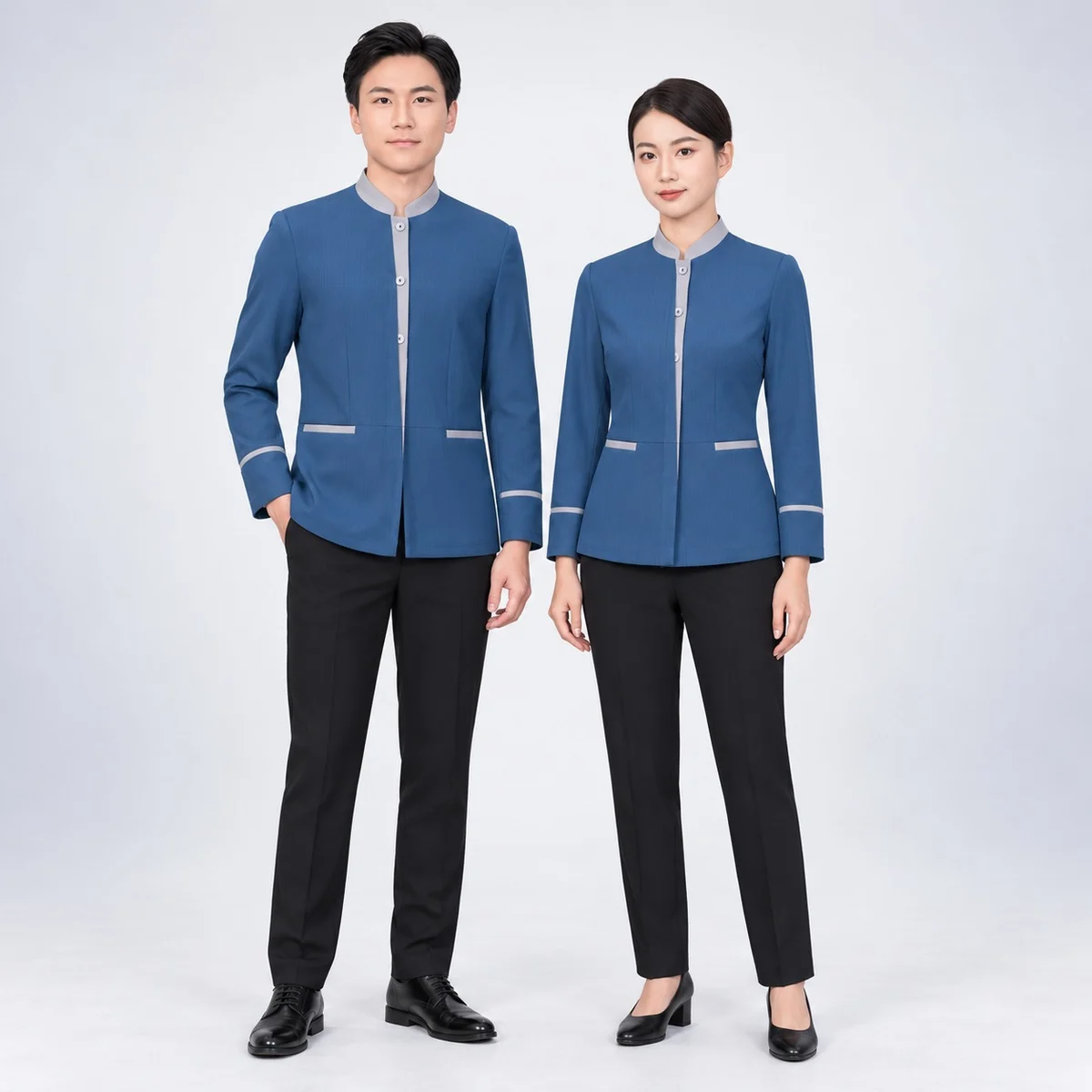 Blue and Grey Hotel Uniform Set