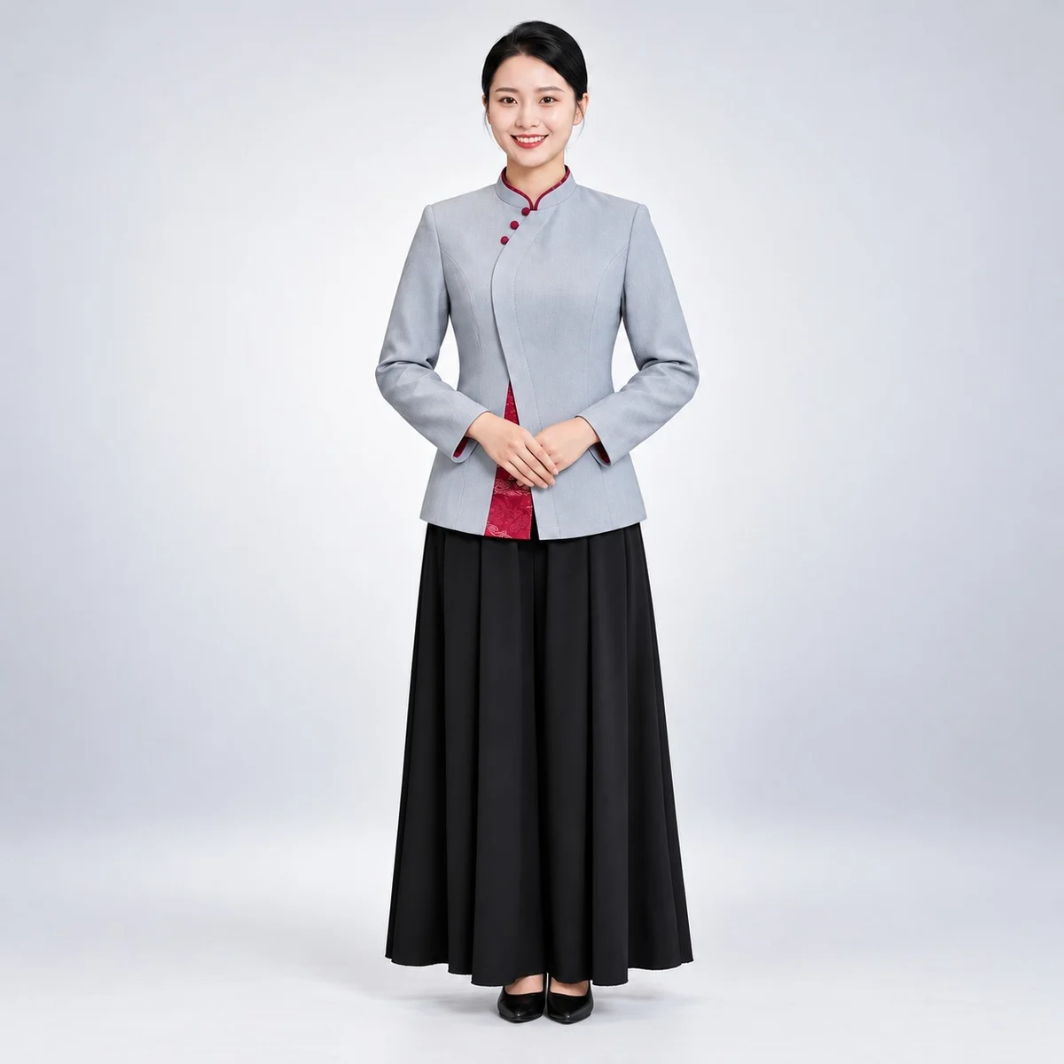 Womens Grey and Black Hotel Uniform Set