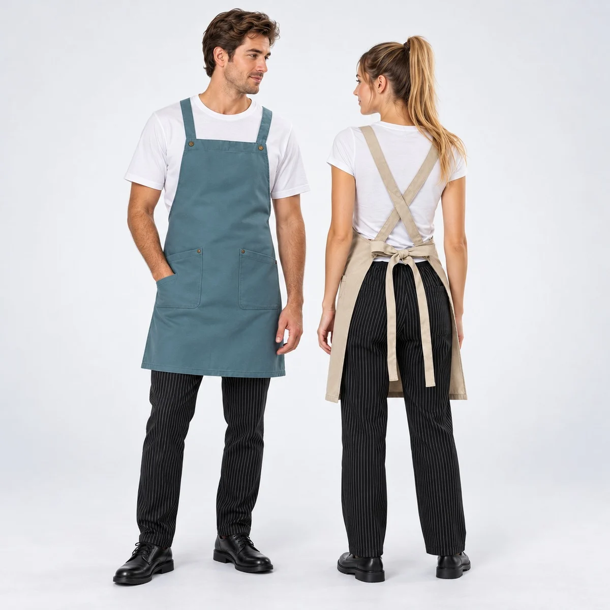 Teal Cotton Twill Bib Apron