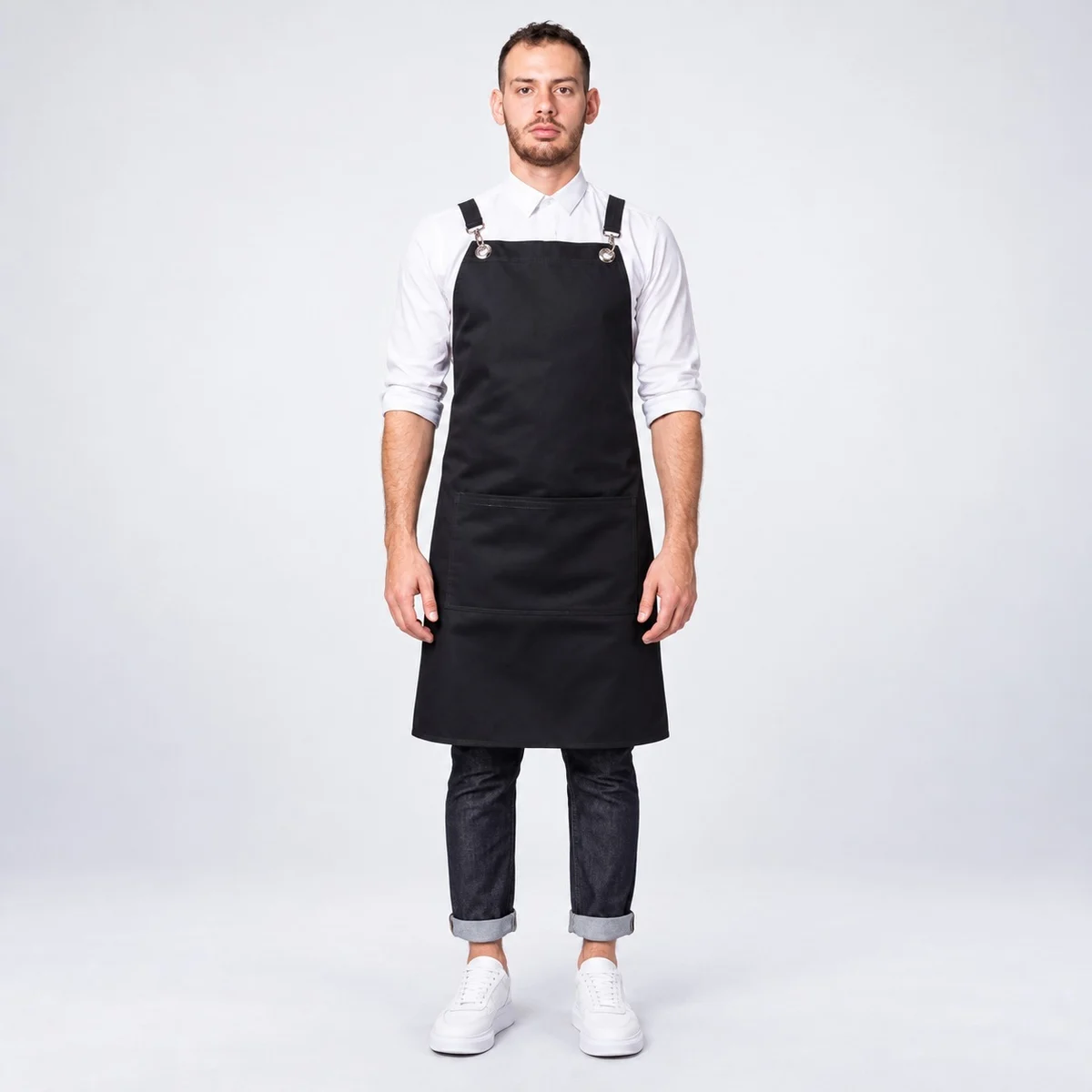 Black Cotton Twill Bib Apron