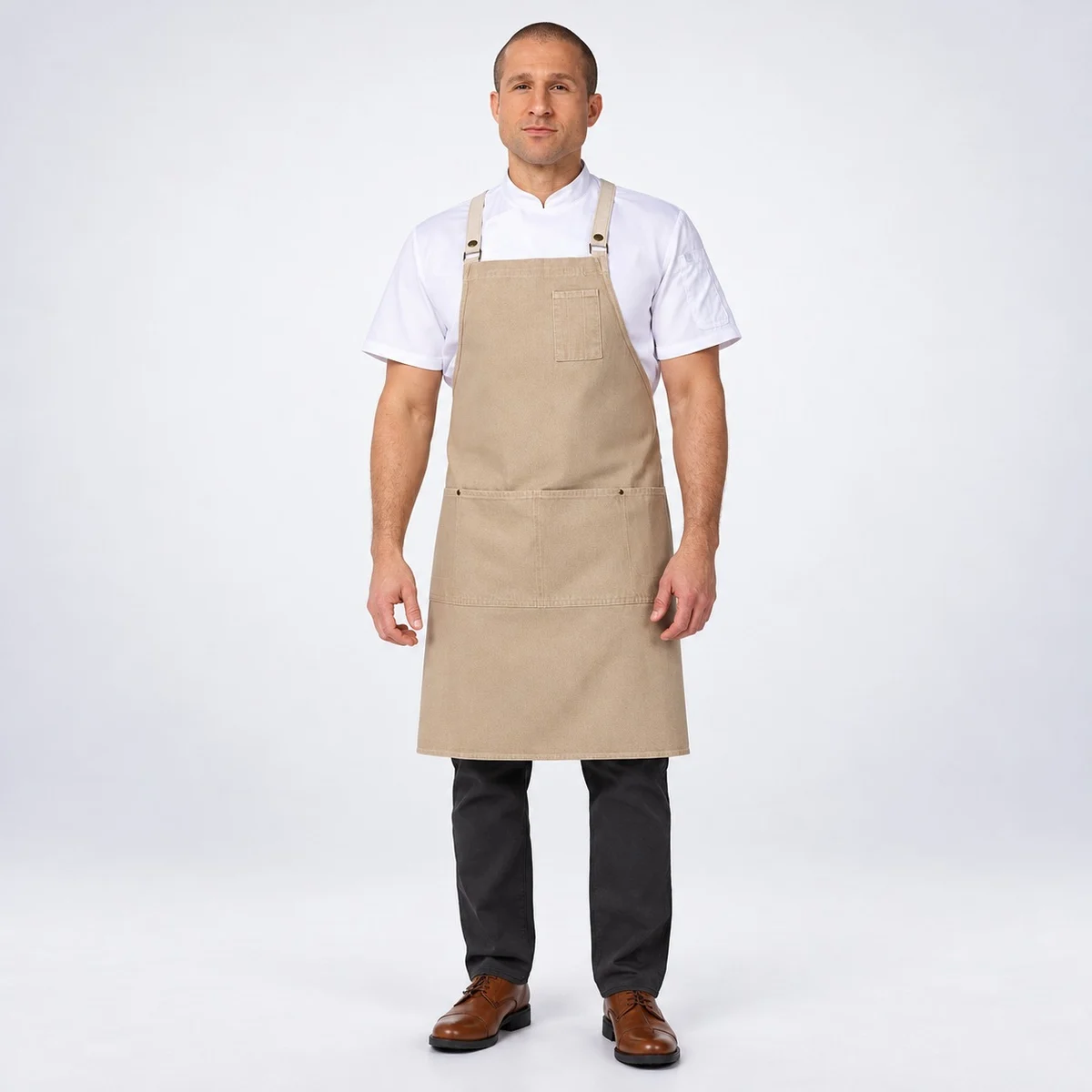 Khaki Cotton Canvas Bib Apron