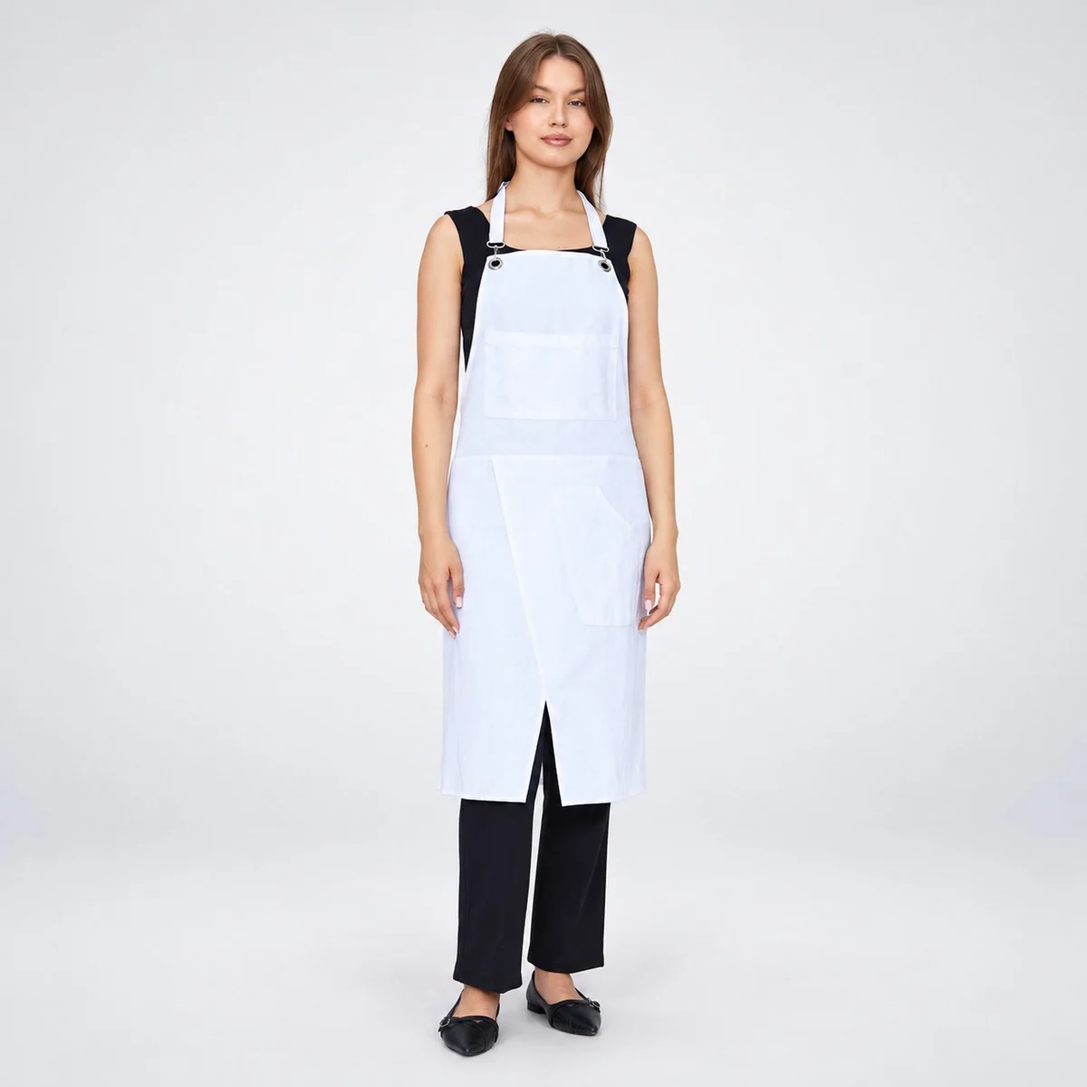 White Cotton Twill Bib Apron