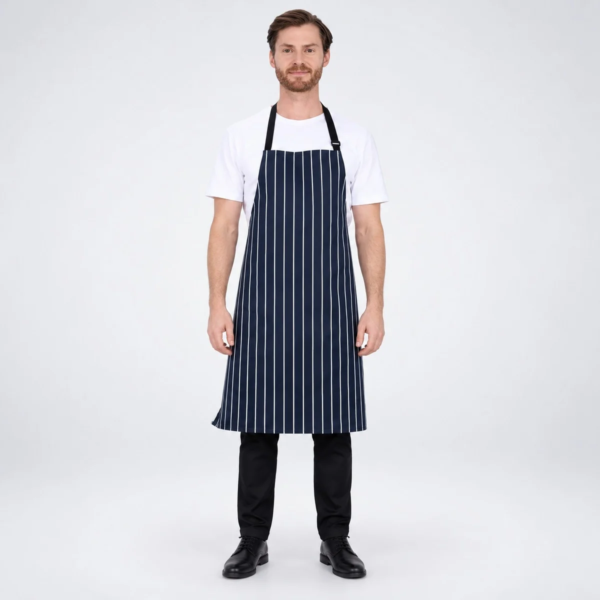 Navy Blue and White Striped Bib Apron