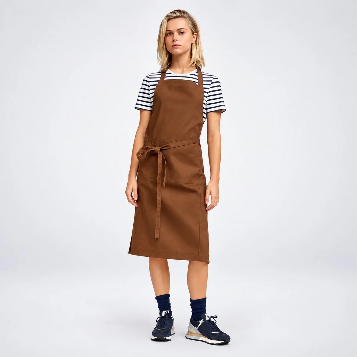 Brown Cotton Twill Bib Apron