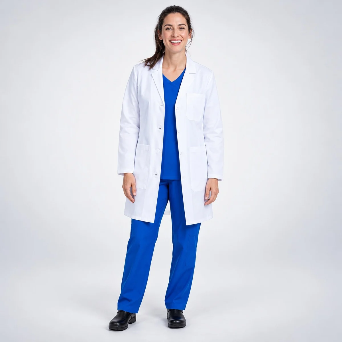 Womens Lab Coat And Royal Blue Scrubs Set