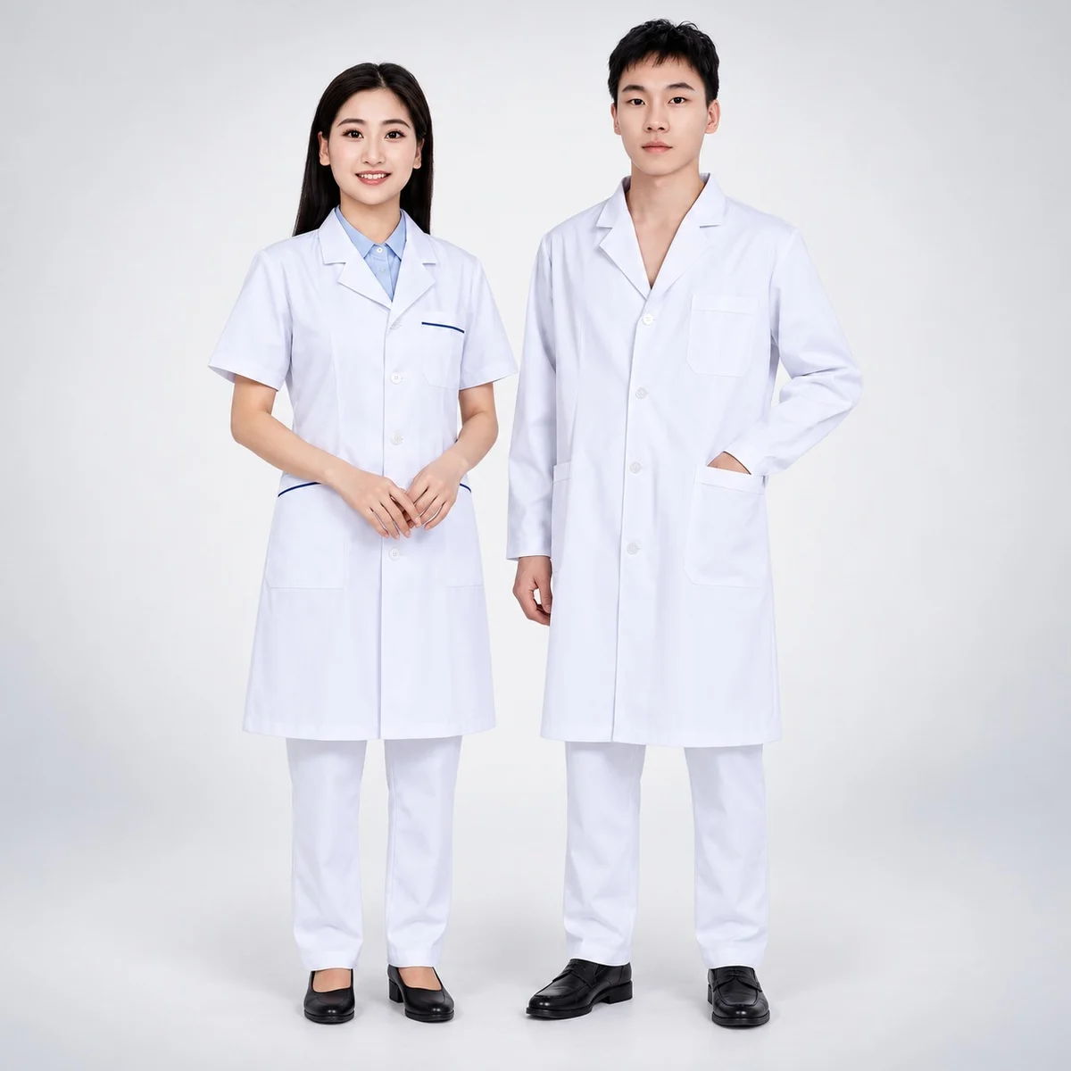 White Lab Coat and Trouser Medical Uniform Set