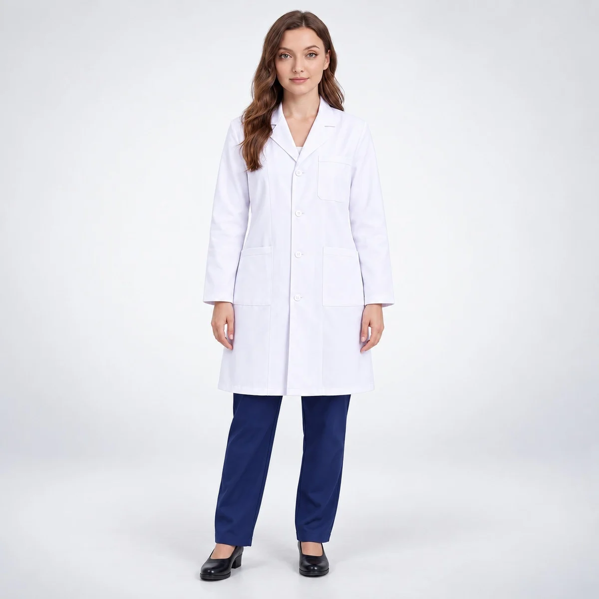 Womens White Poly-Cotton Lab Coat