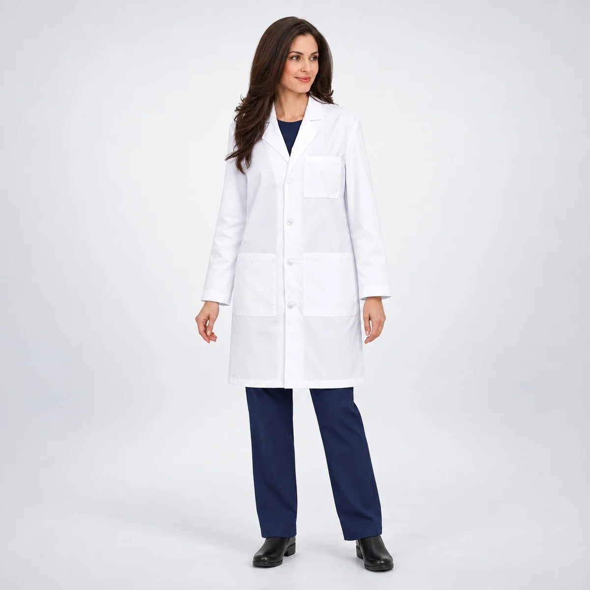 Womens White Poly-Cotton Lab Coat