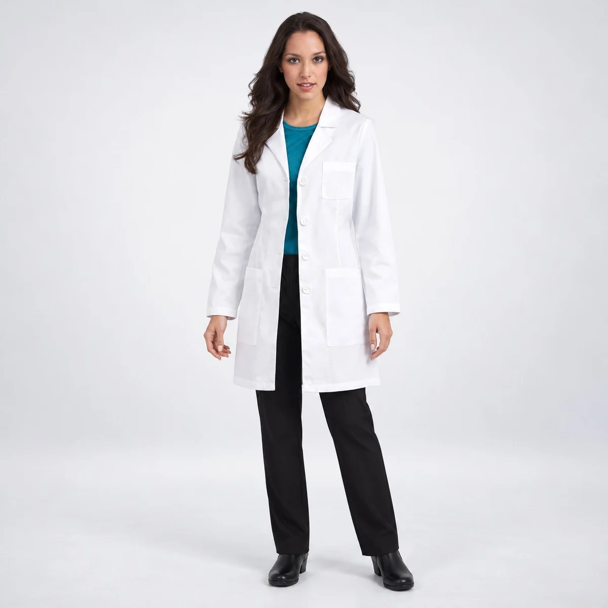 Womens White Poly-Cotton Lab Coat