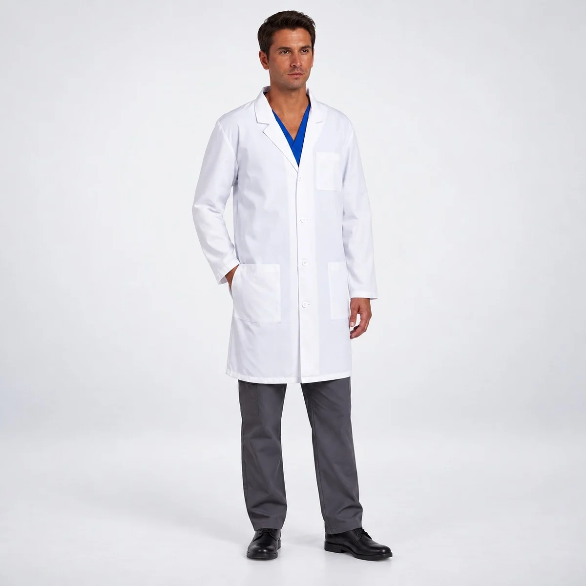 Mens White Poly-Cotton Lab Coat