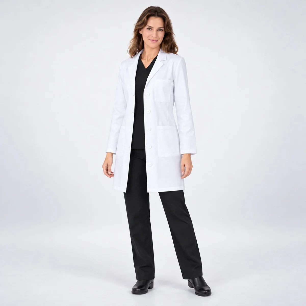 Womens White Poly-Cotton Hospital Lab Coat