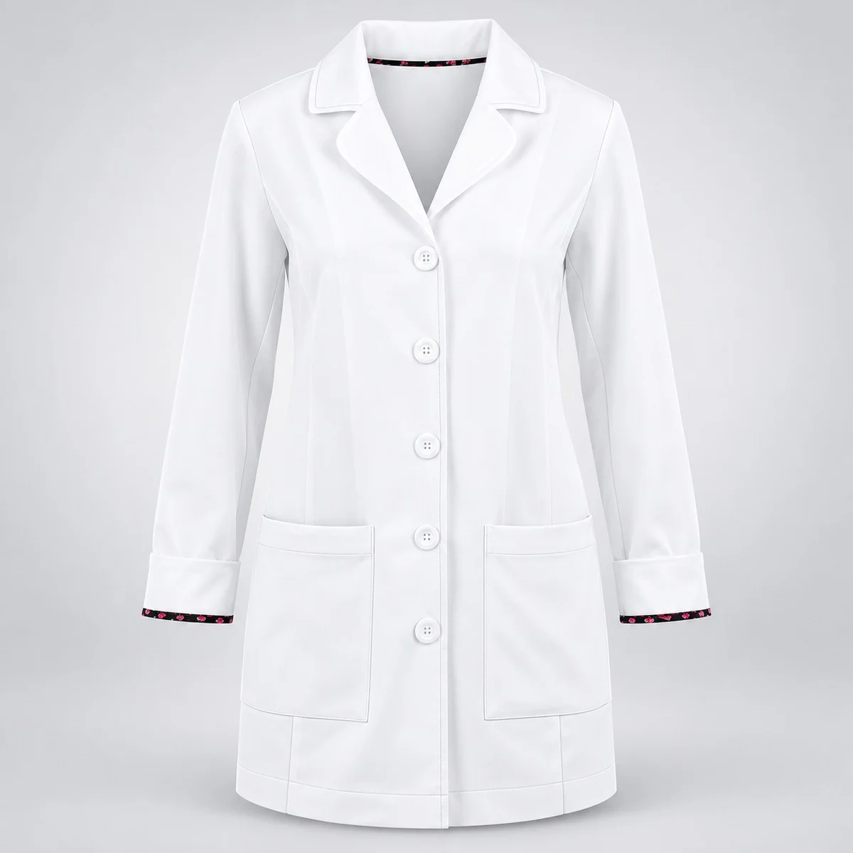 Womens White Poly-Cotton Lab Coat with Contrast Trim
