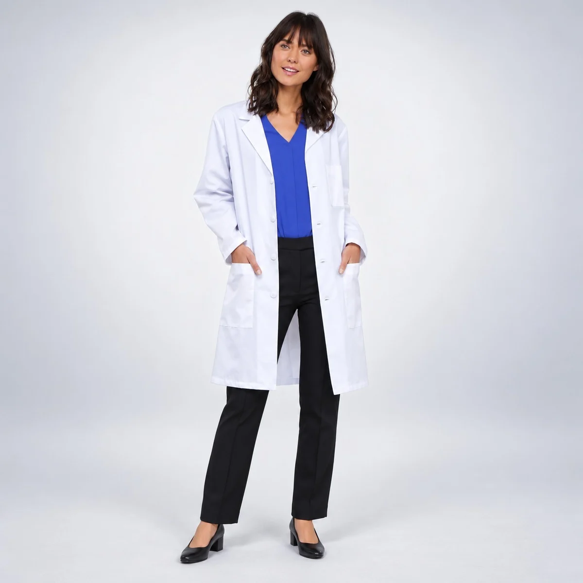 Womens White Poly-Cotton Lab Coat