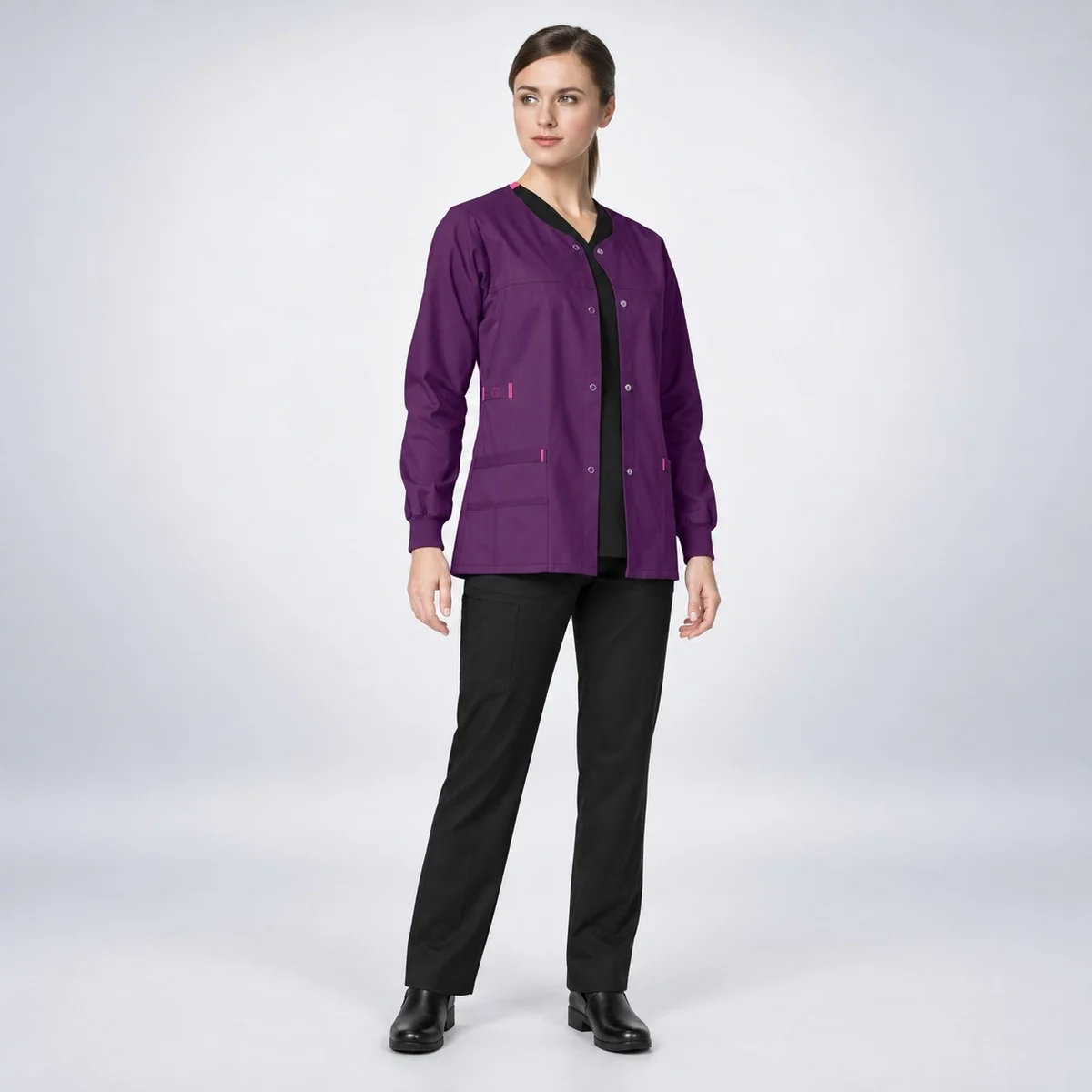 Womens Purple Scrub Jacket and Trouser Set