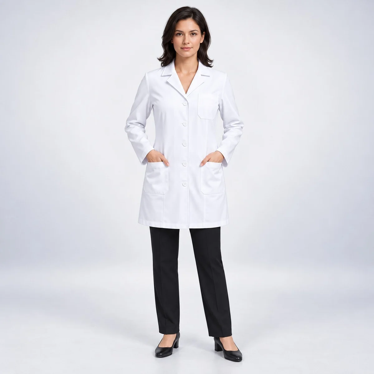 Womens White Poly-Cotton Lab Coat