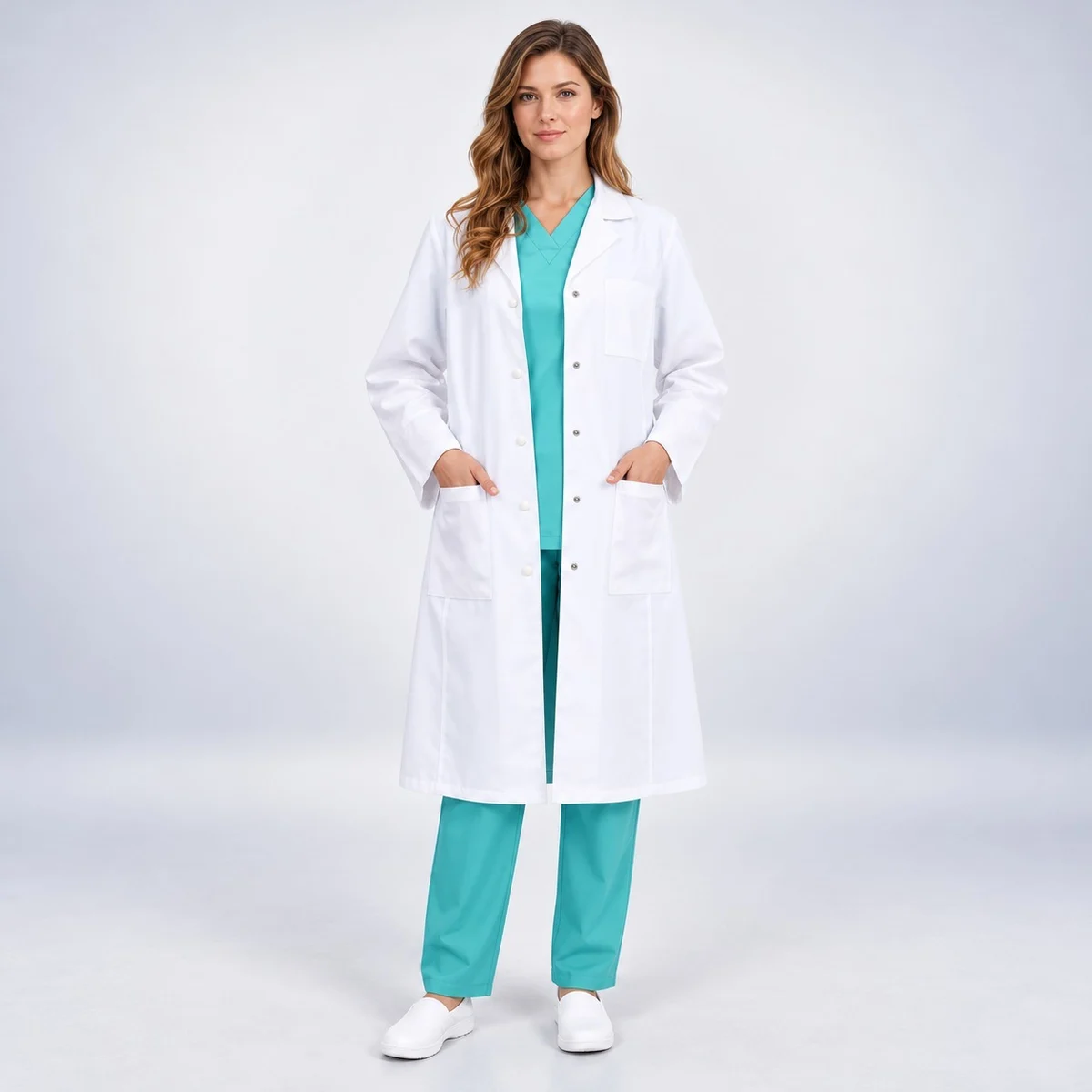 Womens White Poly-Cotton Medical Lab Coat