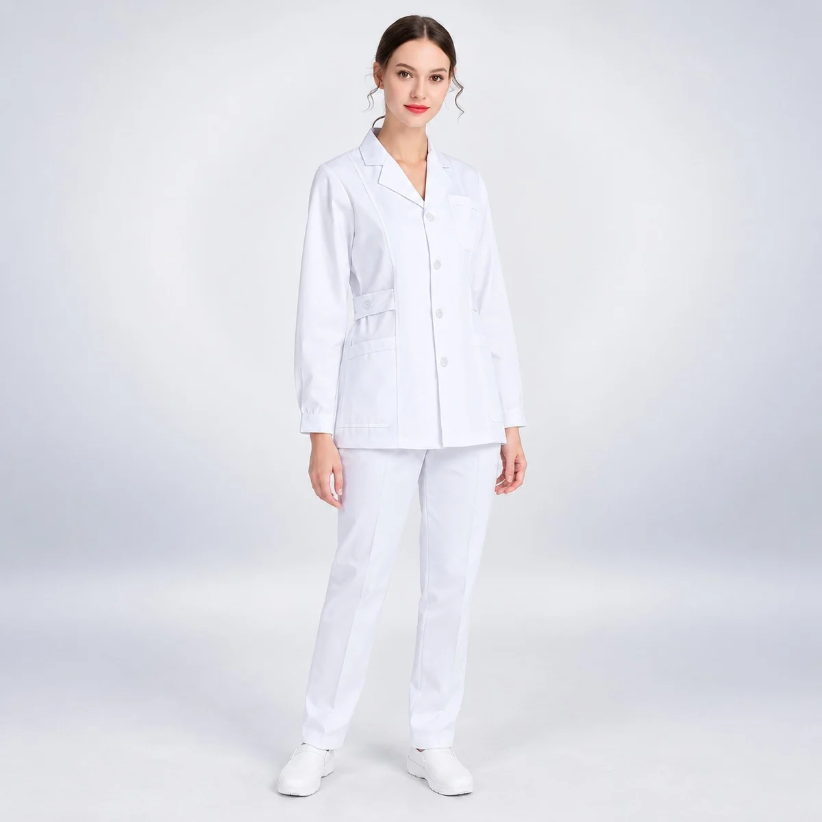White Full-Sleeve Nurse Uniform Set