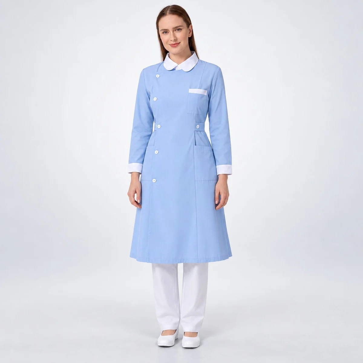 Womens Light Blue Nurse Uniform Set